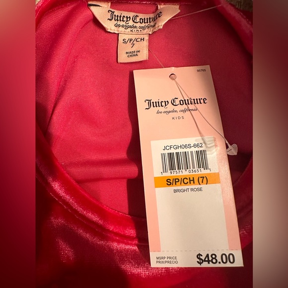 NWT‼️ Juicy Couture Bright Rose Velour Ruffle Hem Dress - Picture 3 of 6